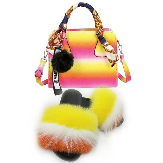 PRETTY BOUJEE SET - SLIDES/SHOE & BAG - MULTI COLOR