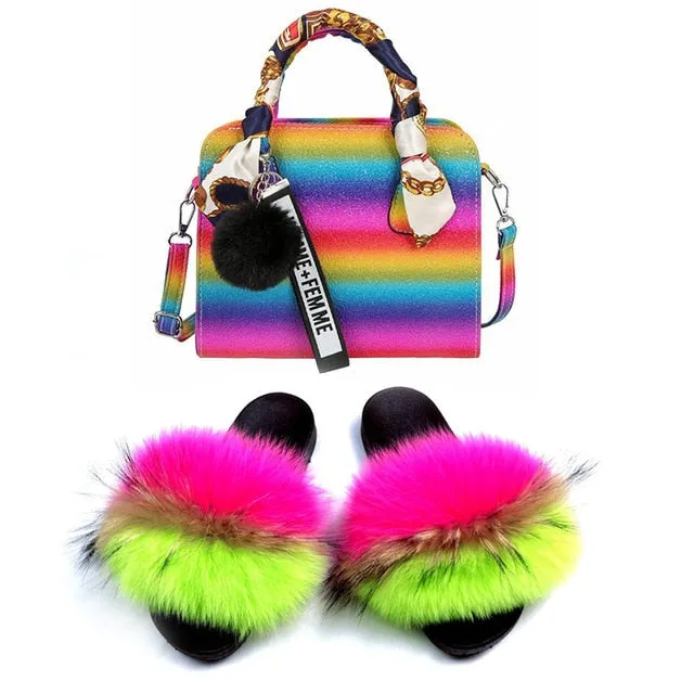 PRETTY BOUJEE SET - SLIDES/SHOE & BAG - MULTI COLOR