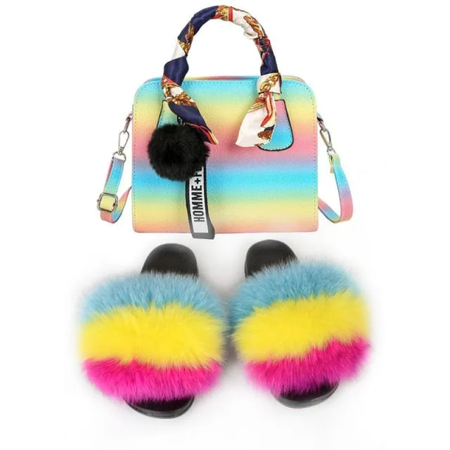 PRETTY BOUJEE SET - SLIDES/SHOE & BAG - MULTI COLOR