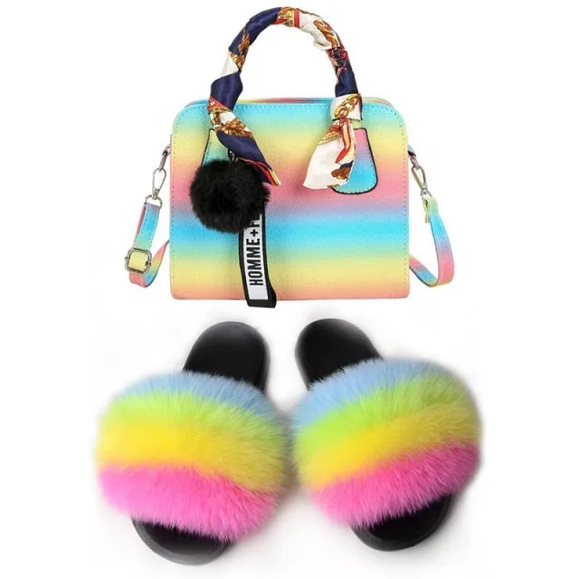 PRETTY BOUJEE SET - SLIDES/SHOE & BAG - MULTI COLOR