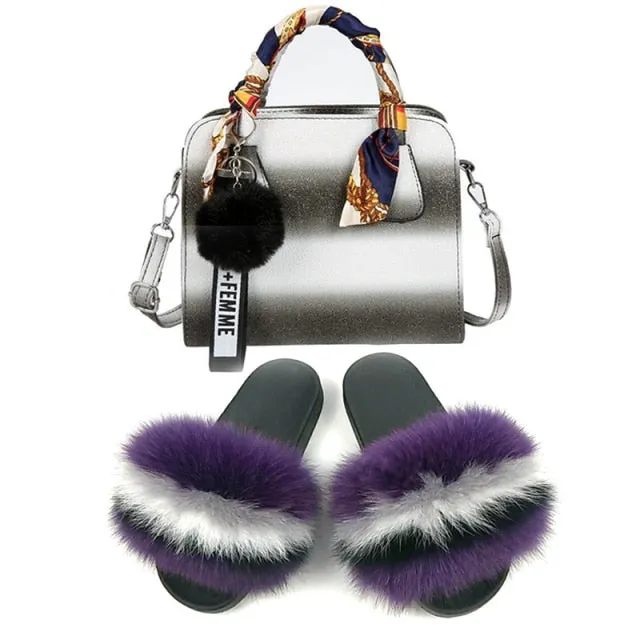 PRETTY BOUJEE SET - SLIDES/SHOE & BAG - MULTI COLOR