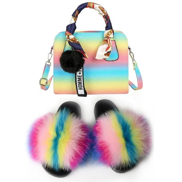 PRETTY BOUJEE SET - SLIDES/SHOE & BAG - MULTI COLOR
