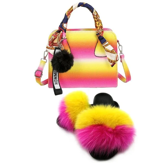 PRETTY BOUJEE SET - SLIDES/SHOE & BAG - MULTI COLOR