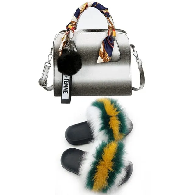 PRETTY BOUJEE SET - SLIDES/SHOE & BAG - MULTI COLOR