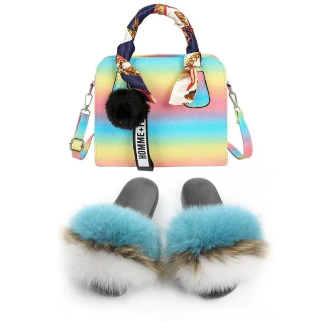 PRETTY BOUJEE SET - SLIDES/SHOE & BAG - MULTI COLOR