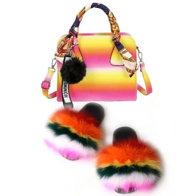 PRETTY BOUJEE SET - SLIDES/SHOE & BAG - MULTI COLOR