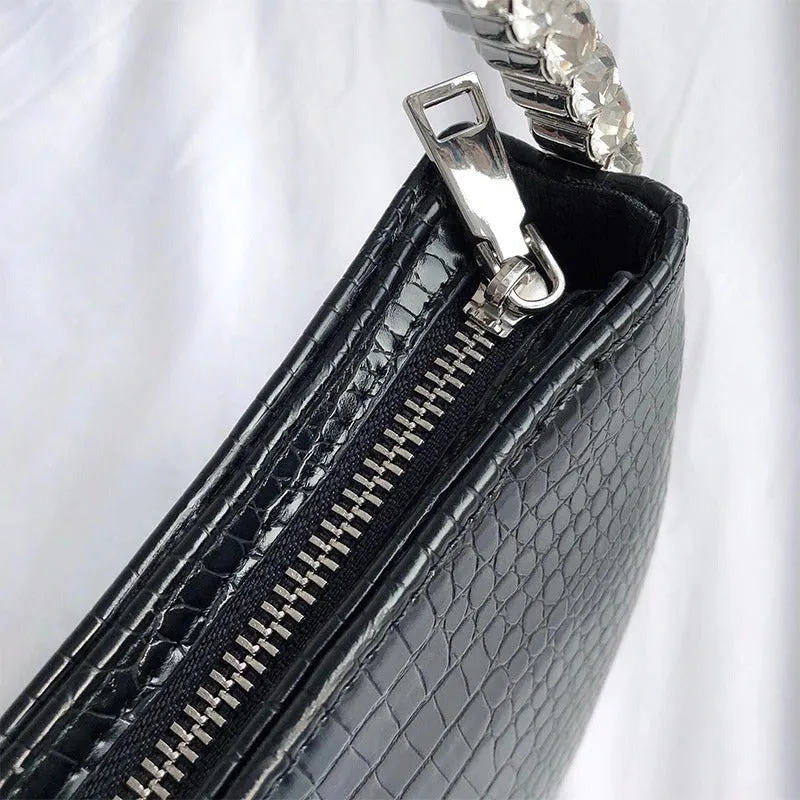 Rhinestone Embellished Circular Handle Evening Bags