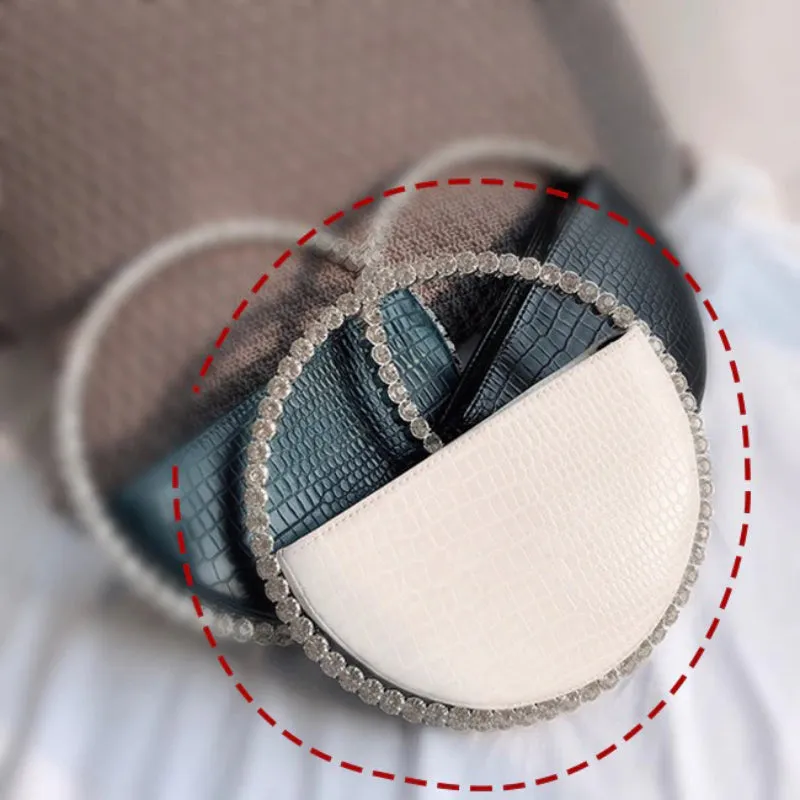 Rhinestone Embellished Circular Handle Evening Bags