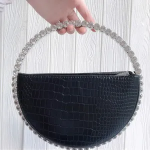 Rhinestone Embellished Circular Handle Evening Bags