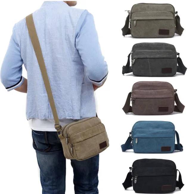 Sidiou Group Canvas Bags  Men Travel Bag Canvas Messenger Bag Small  Shoulder Bags Vintage Briefcase