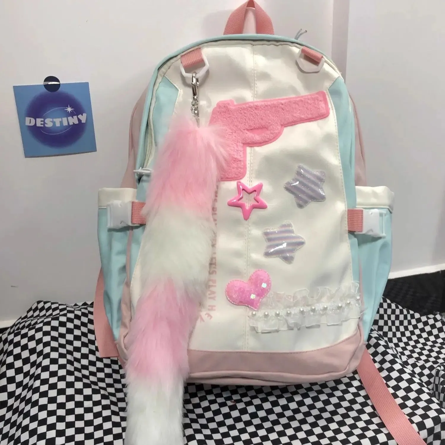 Sohiwoo Y2K Women Bags 2024 Trend Designer Aesthetic Patchwork E Girl Backpacks Large Capacity Casual Nylon Mochilas Para Mujer