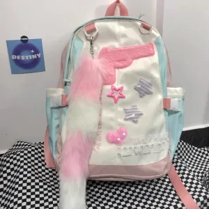 Sohiwoo Y2K Women Bags 2024 Trend Designer Aesthetic Patchwork E Girl Backpacks Large Capacity Casual Nylon Mochilas Para Mujer