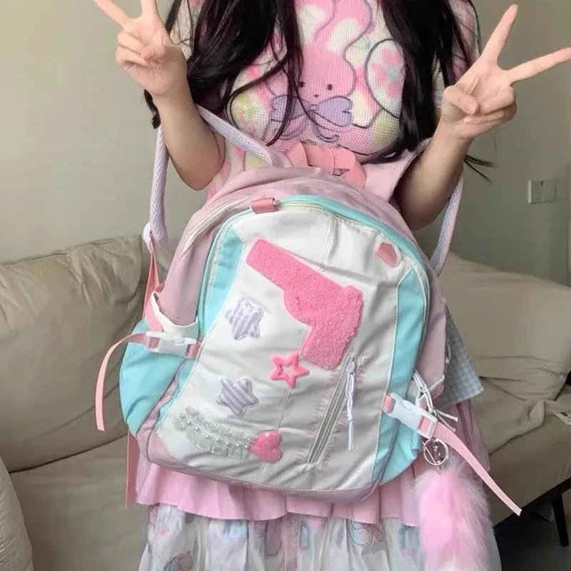 Sohiwoo Y2K Women Bags 2024 Trend Designer Aesthetic Patchwork E Girl Backpacks Large Capacity Casual Nylon Mochilas Para Mujer