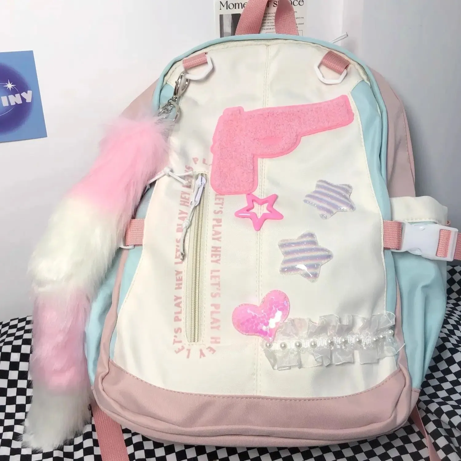Sohiwoo Y2K Women Bags 2024 Trend Designer Aesthetic Patchwork E Girl Backpacks Large Capacity Casual Nylon Mochilas Para Mujer
