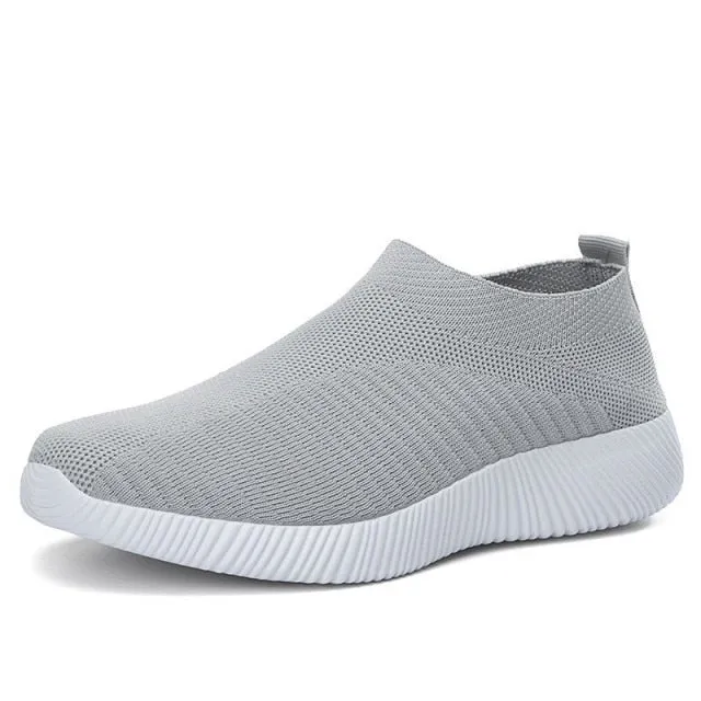 Spring Slip On Running Shoes Flat Summer Breathable Mesh Sock Shoes