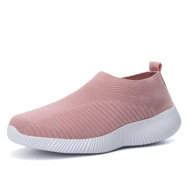 Spring Slip On Running Shoes Flat Summer Breathable Mesh Sock Shoes