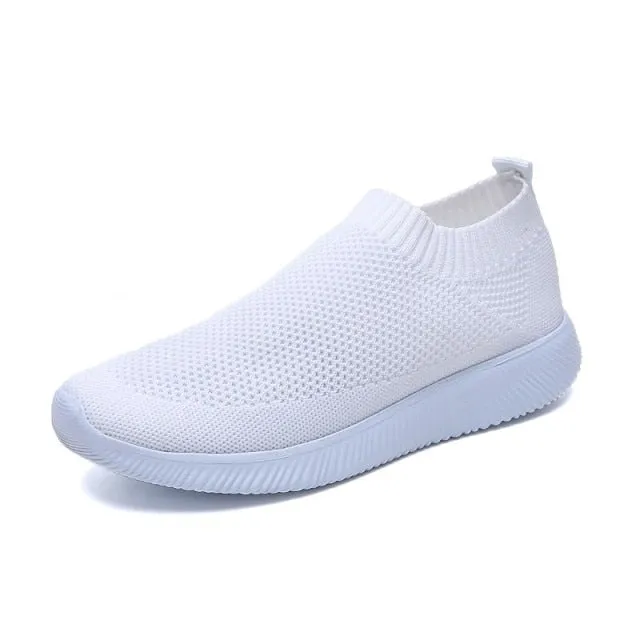 Spring Slip On Running Shoes Flat Summer Breathable Mesh Sock Shoes
