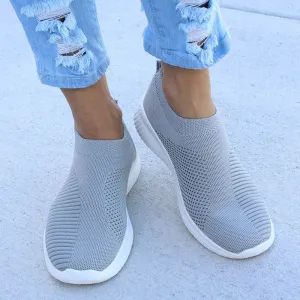 Spring Slip On Running Shoes Flat Summer Breathable Mesh Sock Shoes