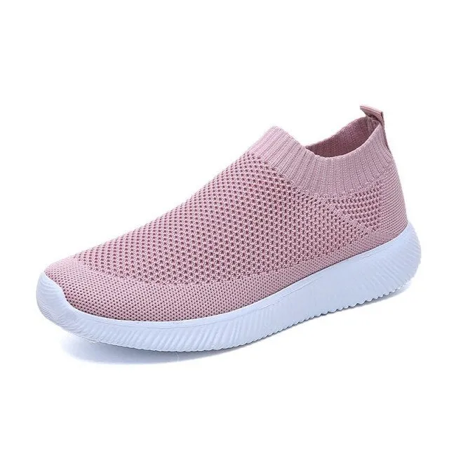 Spring Slip On Running Shoes Flat Summer Breathable Mesh Sock Shoes
