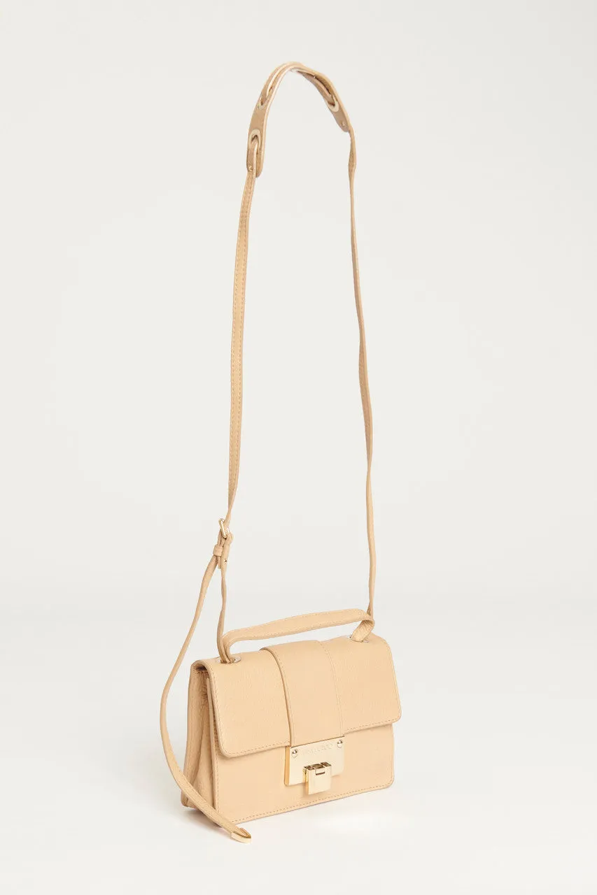 Tan Grained Calfskin Leather Rebel Preowned Crossbody Bag