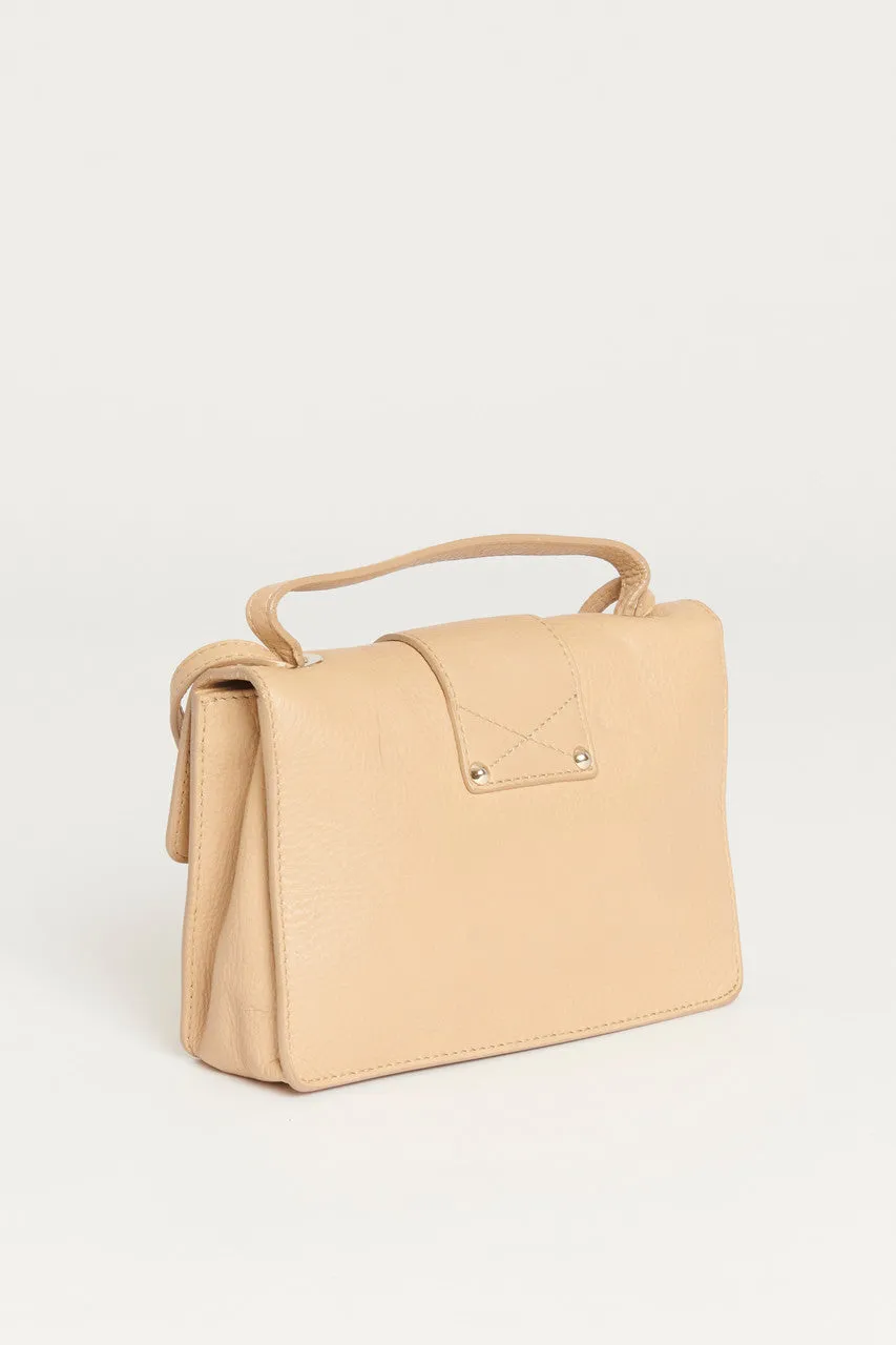 Tan Grained Calfskin Leather Rebel Preowned Crossbody Bag