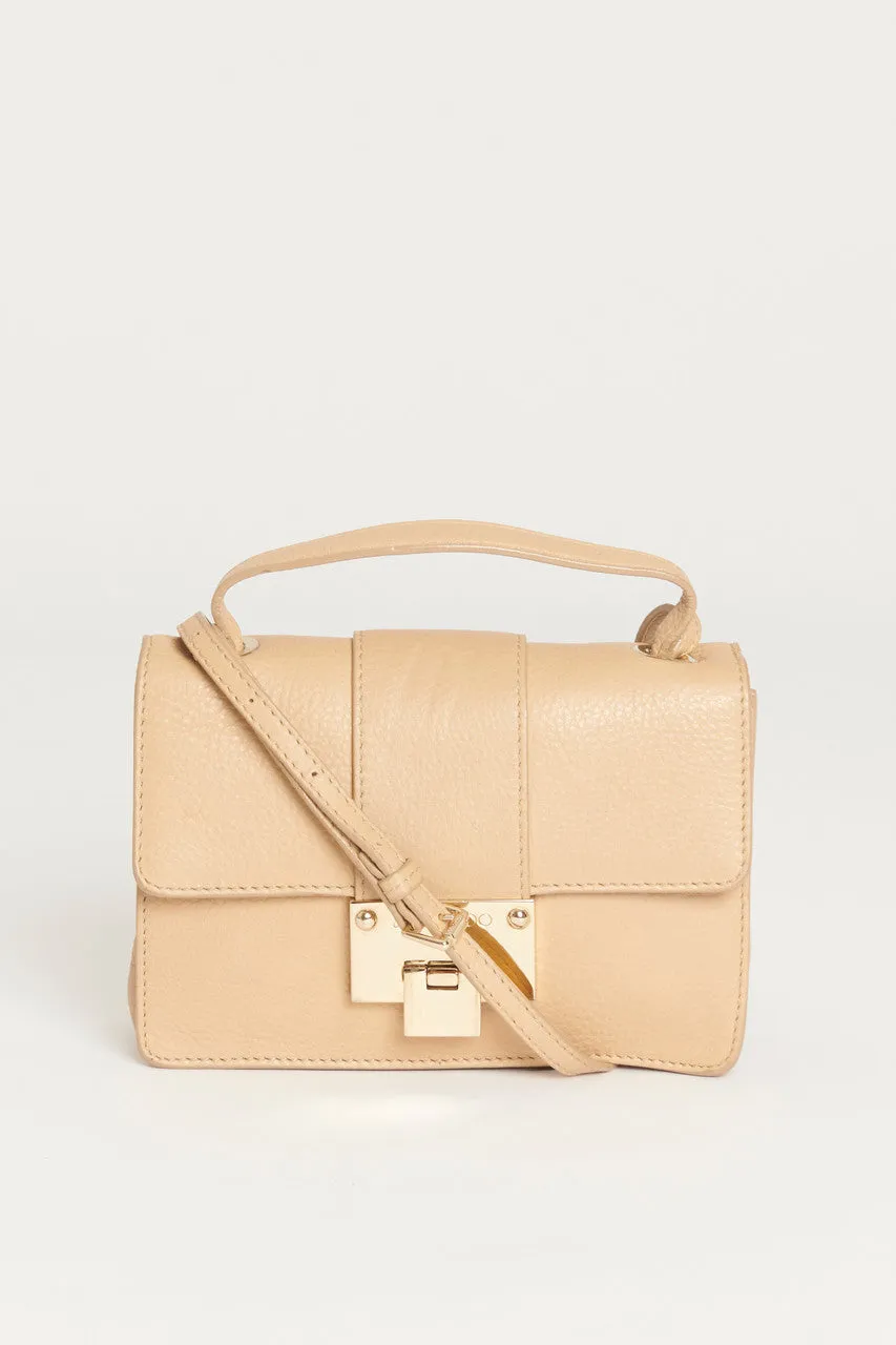 Tan Grained Calfskin Leather Rebel Preowned Crossbody Bag