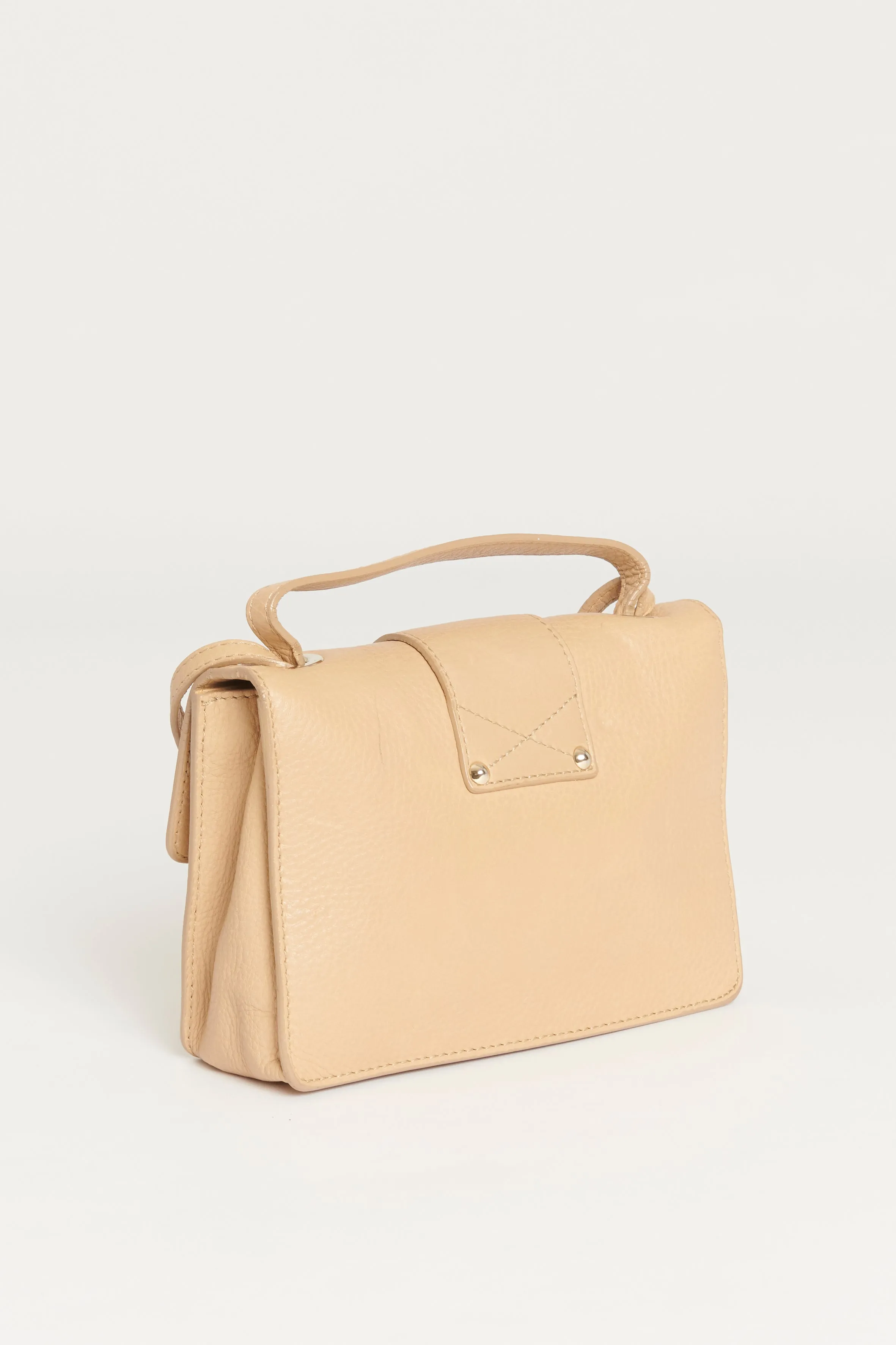 Tan Grained Calfskin Leather Rebel Preowned Crossbody Bag