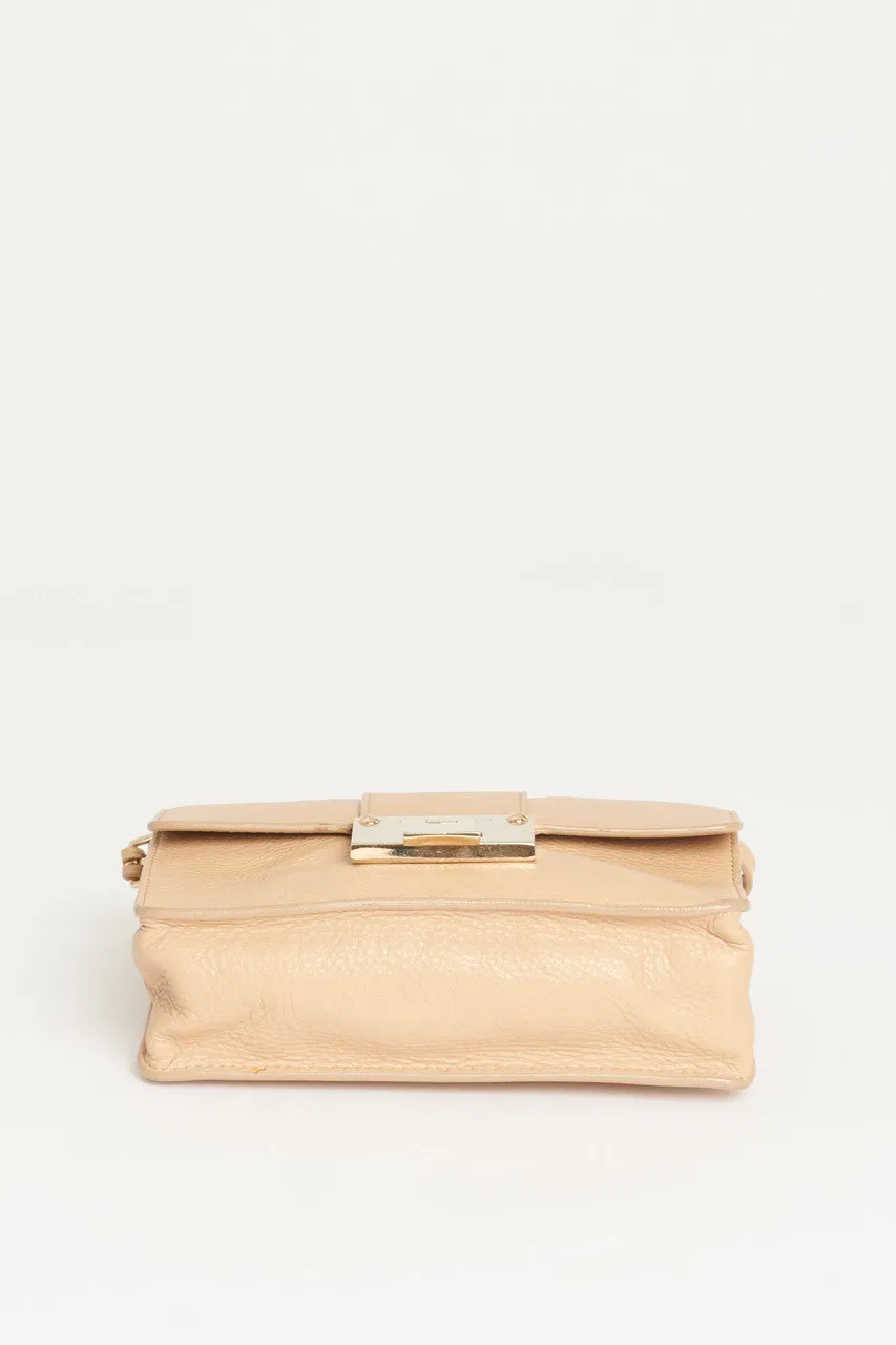 Tan Grained Calfskin Leather Rebel Preowned Crossbody Bag