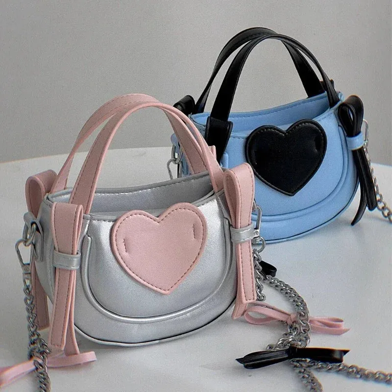 TAVIMART  -  All Match Girls Heart Patchwork Shoulder Bag Casual Elegant Chic Fashion Handbags Women Vintage Y2k Aesthetic Ins Crossbody Bags