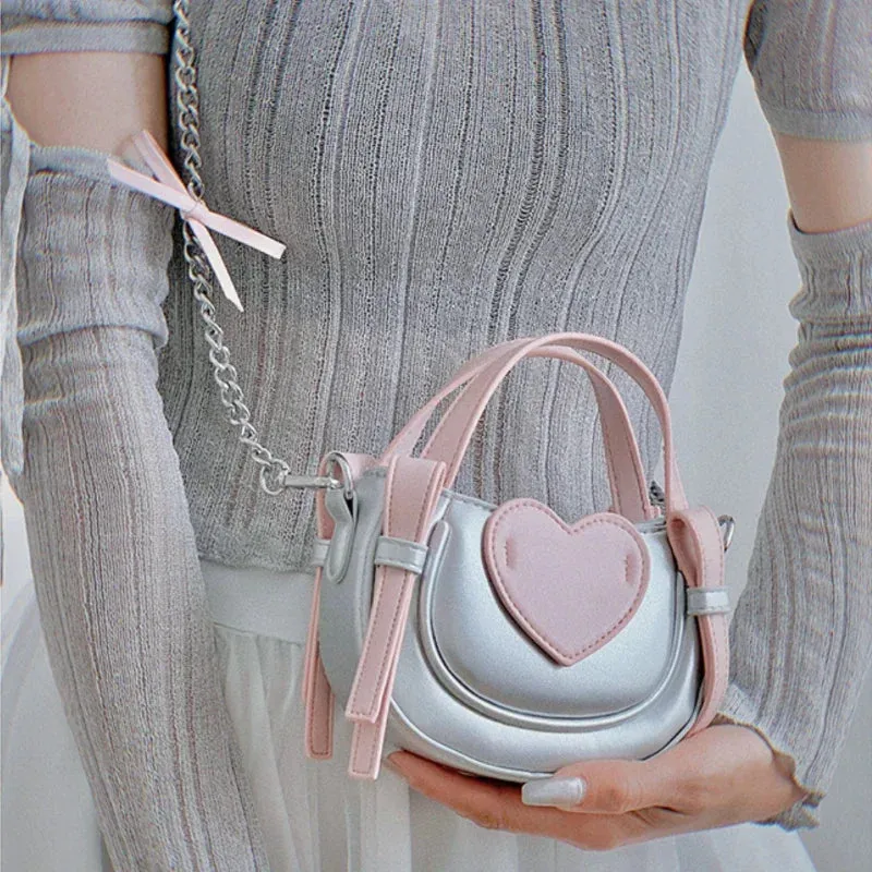 TAVIMART  -  All Match Girls Heart Patchwork Shoulder Bag Casual Elegant Chic Fashion Handbags Women Vintage Y2k Aesthetic Ins Crossbody Bags
