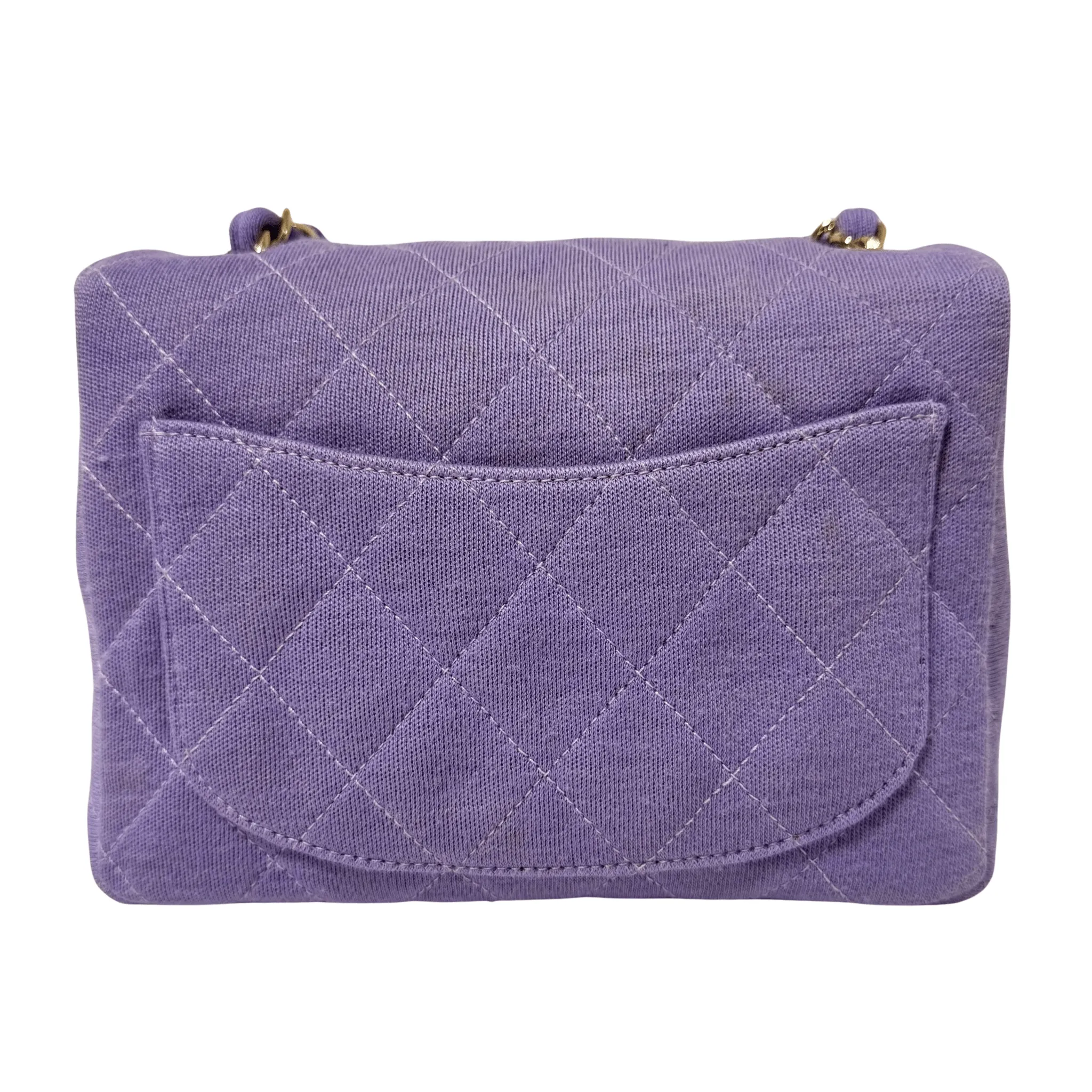 TImeless Classic Mini Single Flap Puple Cotton Shoulder Bag