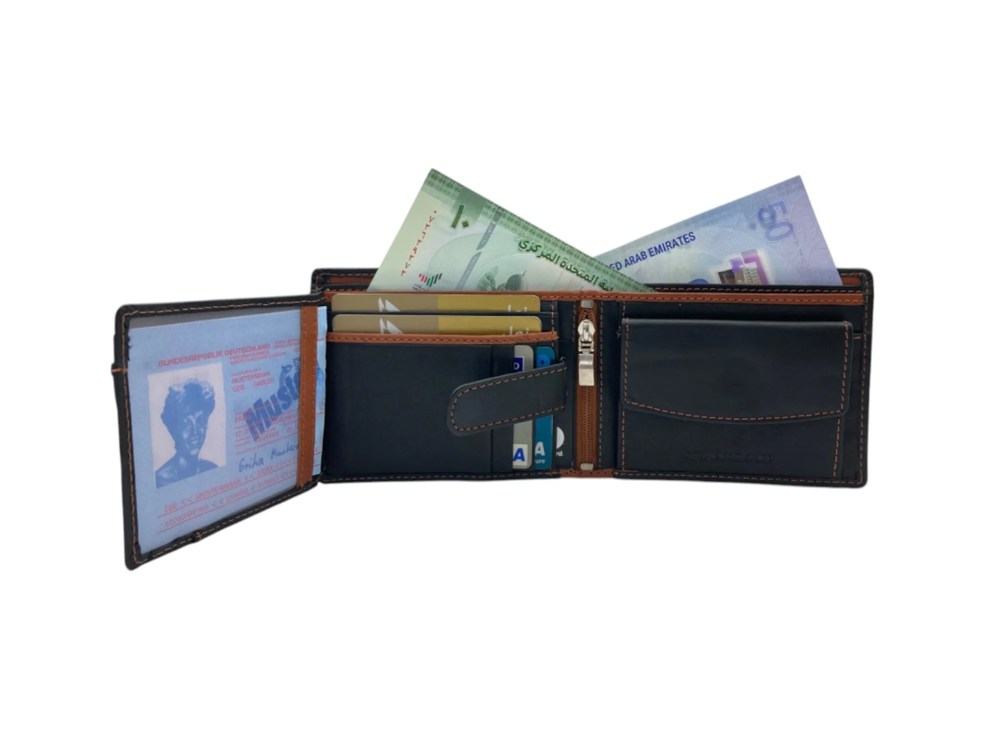 Top Grain Napa Leather Card & Coin Billfold Wallet # 2012B