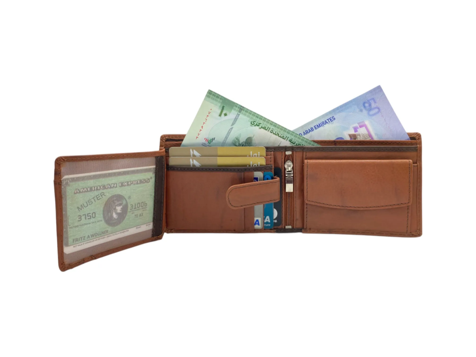 Top Grain Napa Leather Card & Coin Billfold Wallet # 2012B