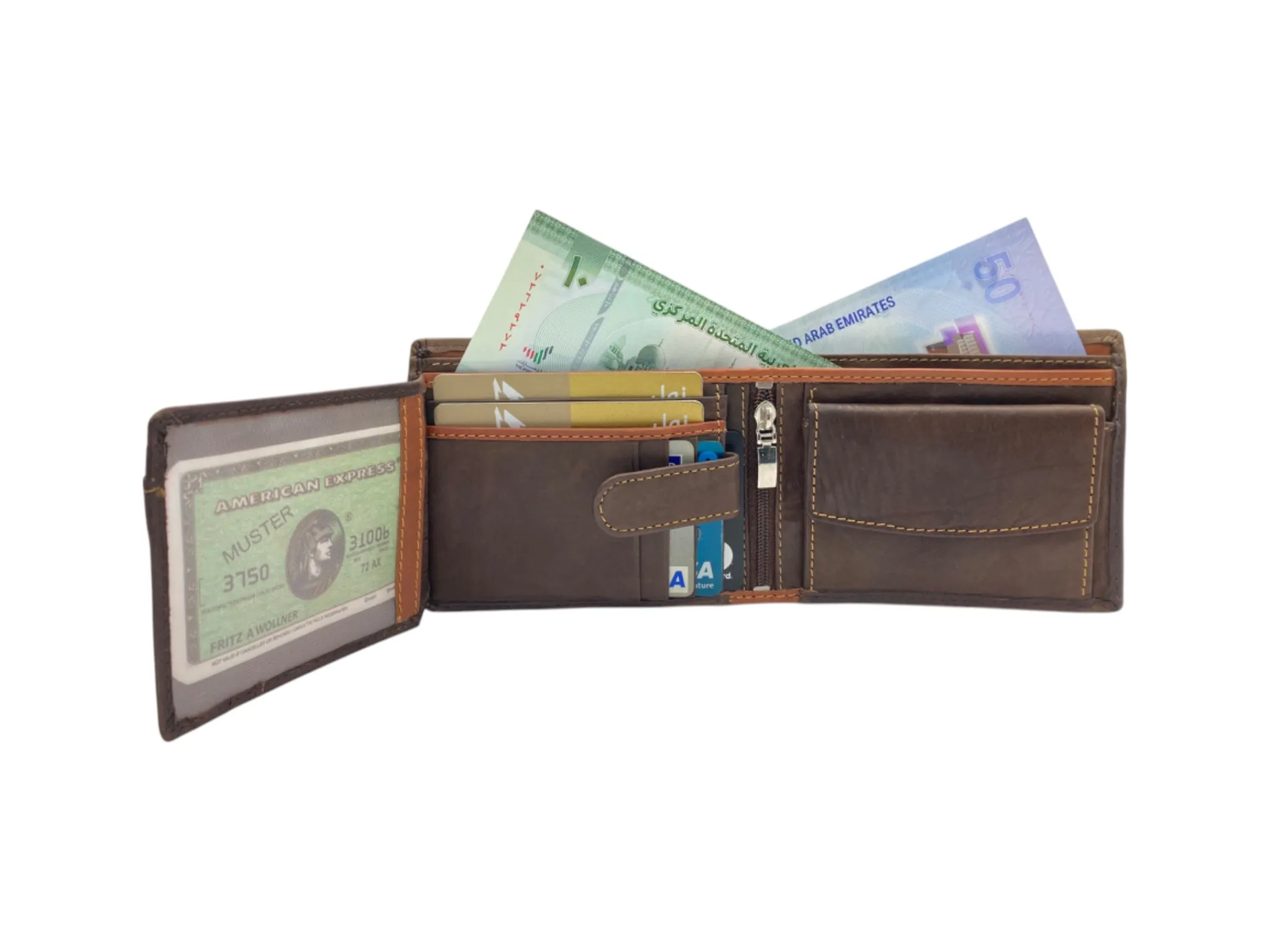 Top Grain Napa Leather Card & Coin Billfold Wallet # 2012B