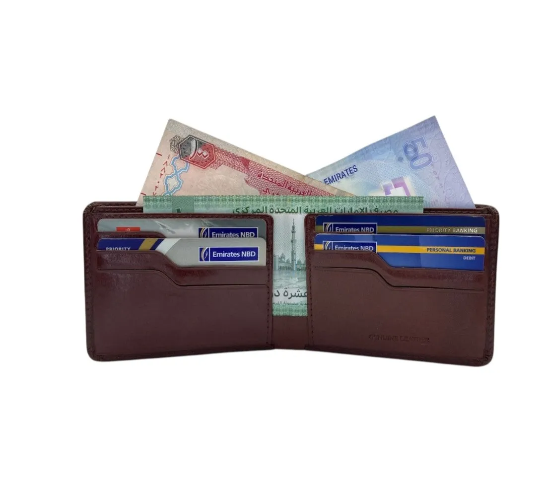 Top Grain Slim & Compact Leather  Billfold Wallet # 1589