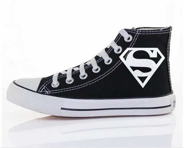 Unisex Superman Shoes Sneakers Luminous Low Tops Kids Canvas Shoes
