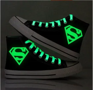 Unisex Superman Shoes Sneakers Luminous Low Tops Kids Canvas Shoes