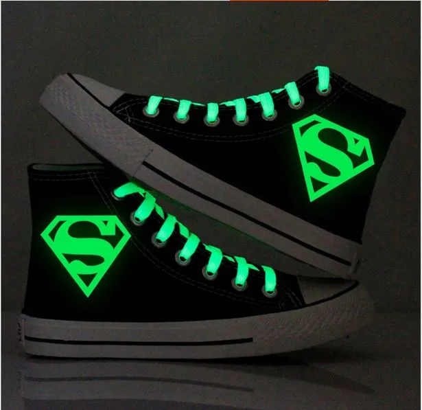 Unisex Superman Shoes Sneakers Luminous Low Tops Kids Canvas Shoes