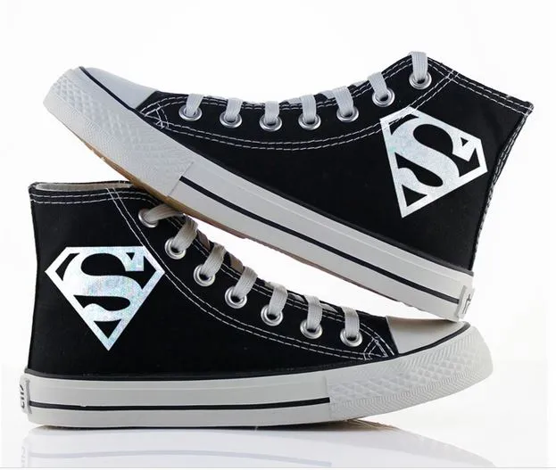 Unisex Superman Shoes Sneakers Luminous Low Tops Kids Canvas Shoes