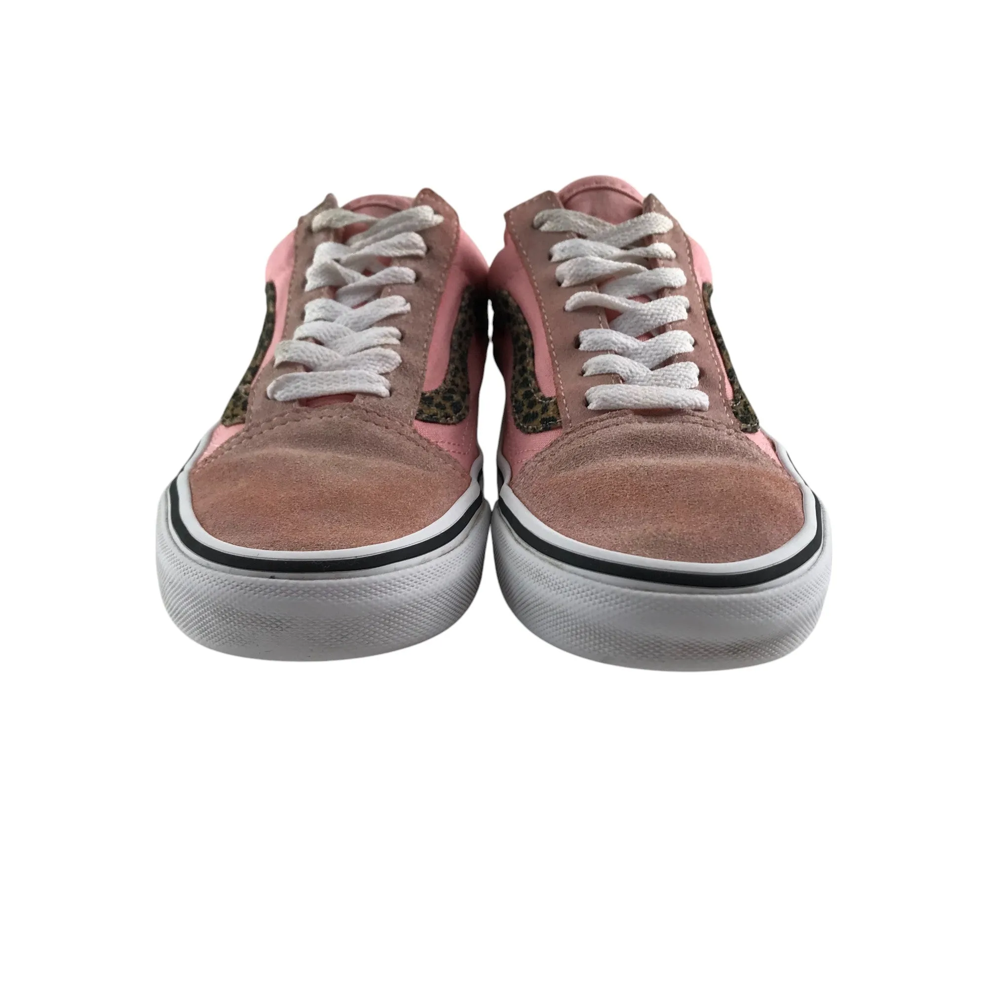 Vans Trainers Shoe Size 3 Pink with Vans Feature Animal Print and White Outer Sole