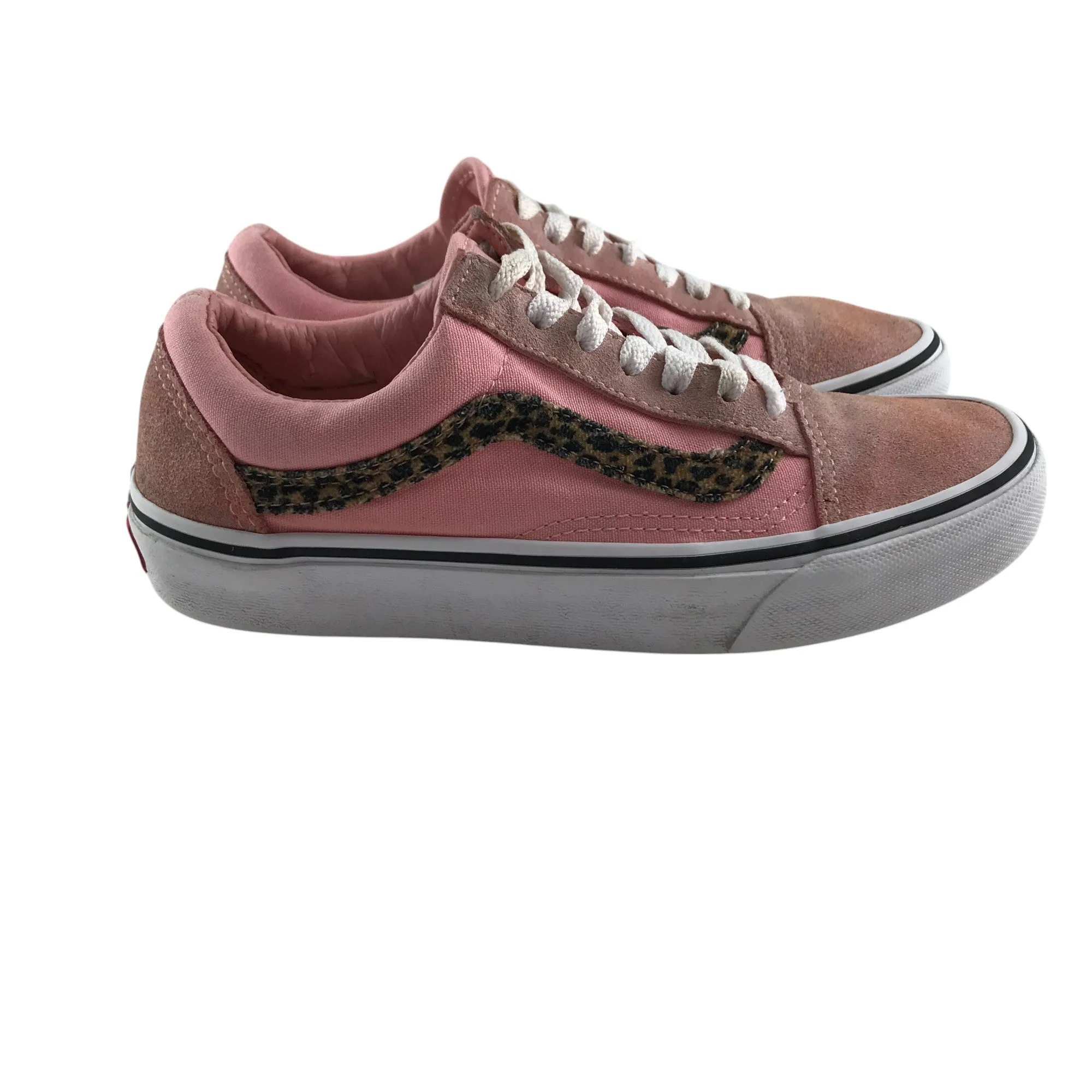 Vans Trainers Shoe Size 3 Pink with Vans Feature Animal Print and White Outer Sole