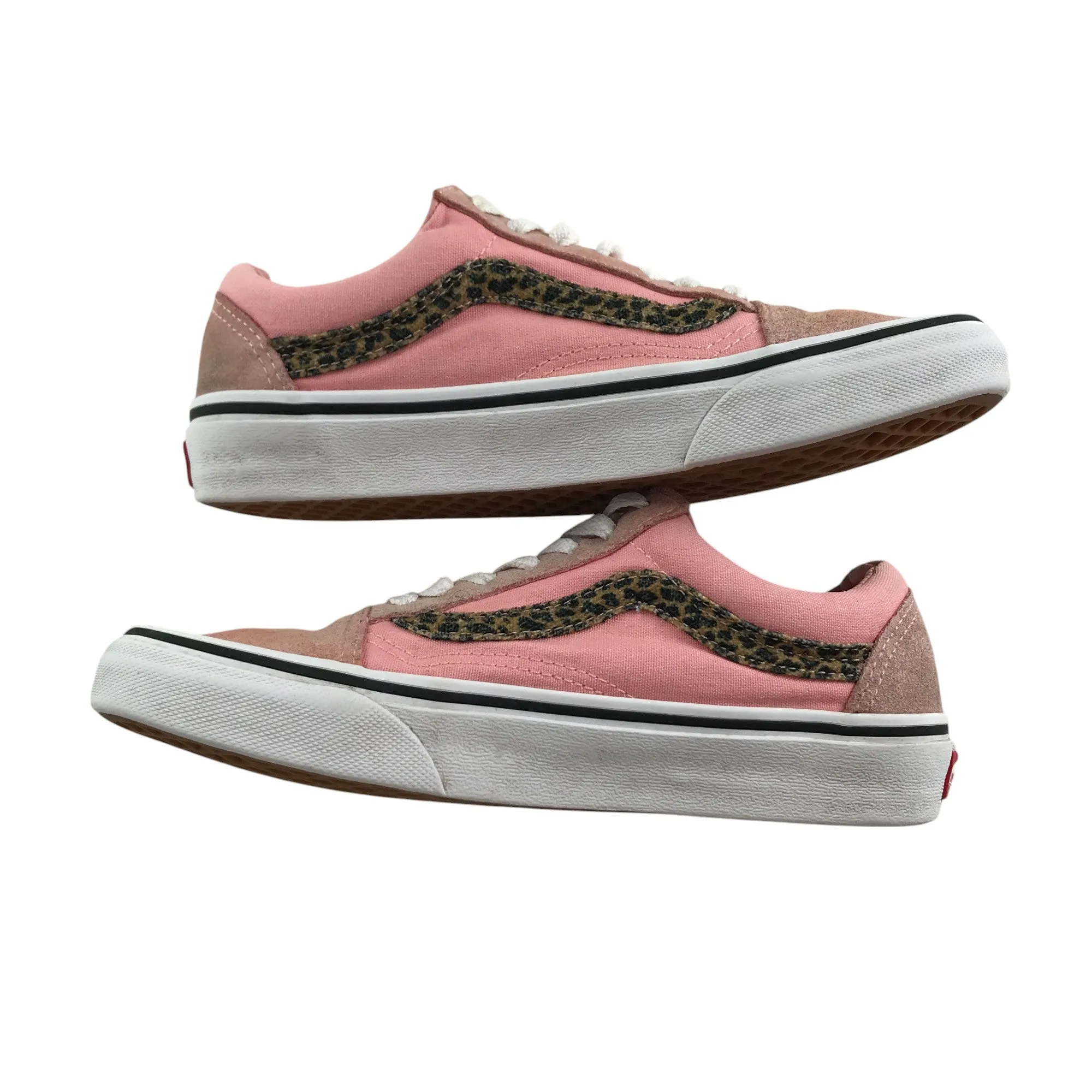 Vans Trainers Shoe Size 3 Pink with Vans Feature Animal Print and White Outer Sole