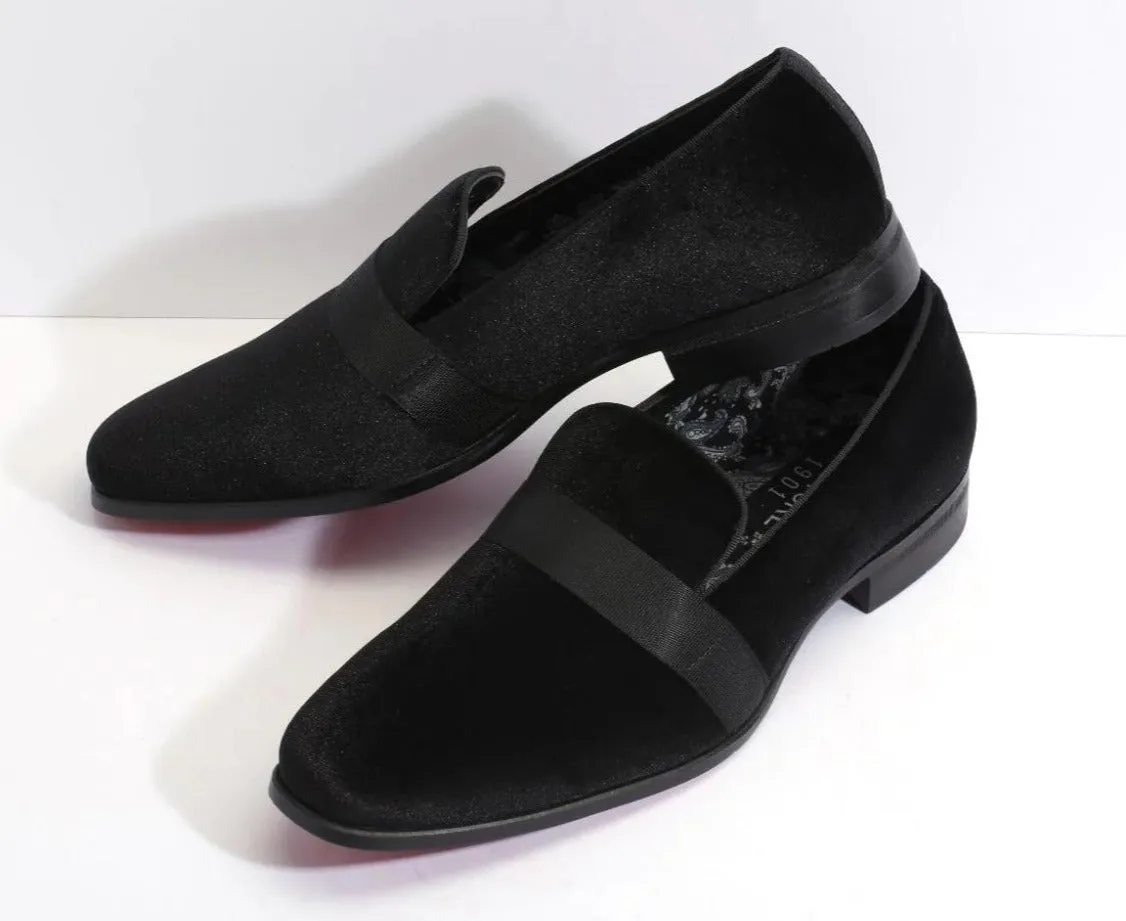 Velvet Slip On Tuxedo Shoe with Satin Band
