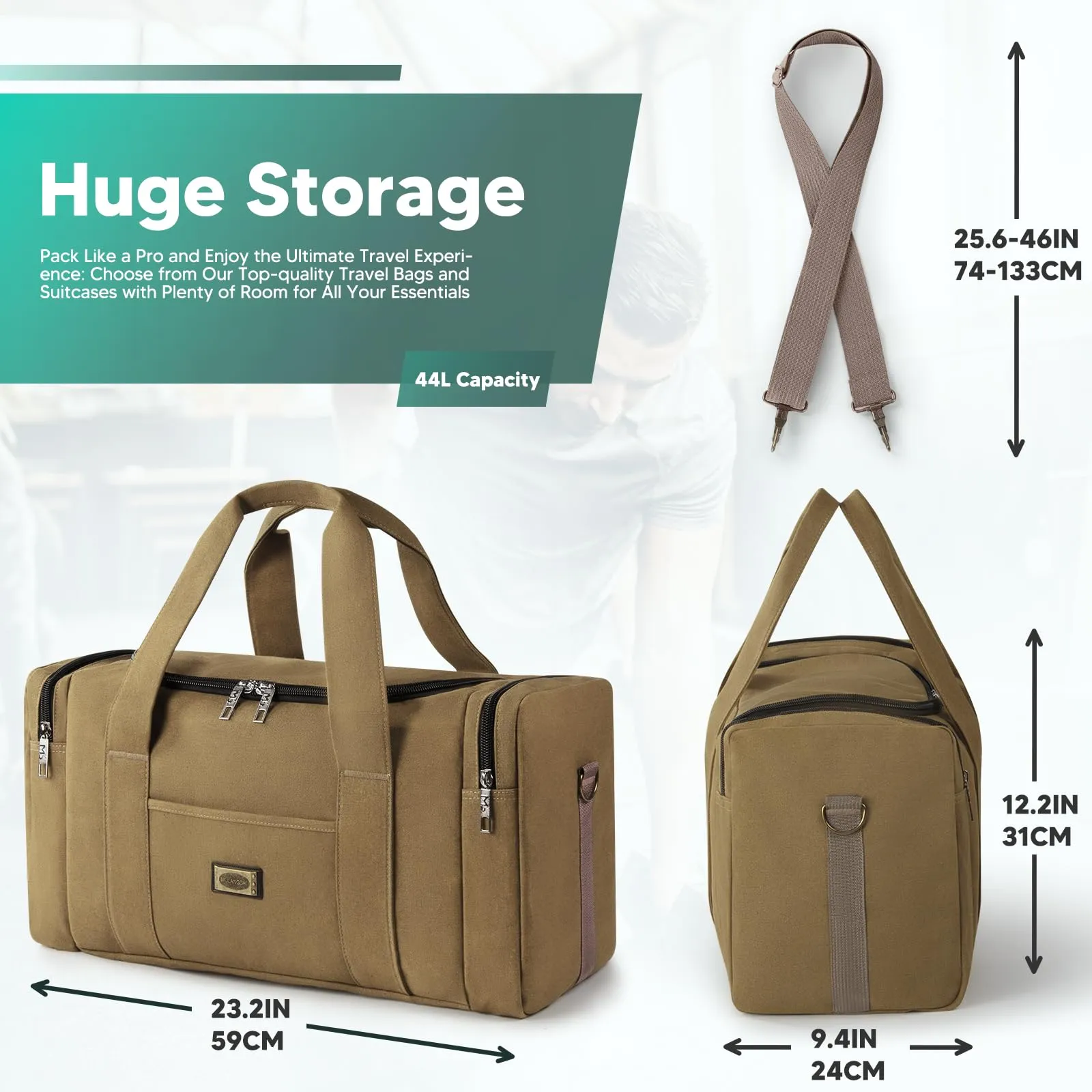 Vintage canvas duffle travel bag