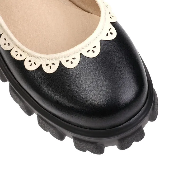Women's High Heel Pu Leather Mary Janes Buckle Straps Platform Pumps