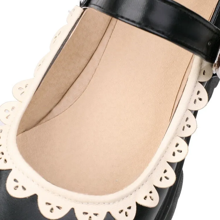 Women's High Heel Pu Leather Mary Janes Buckle Straps Platform Pumps