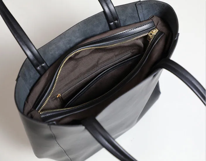 Womens Small Leather Tote Bag With Zipper Women Leather Handbag