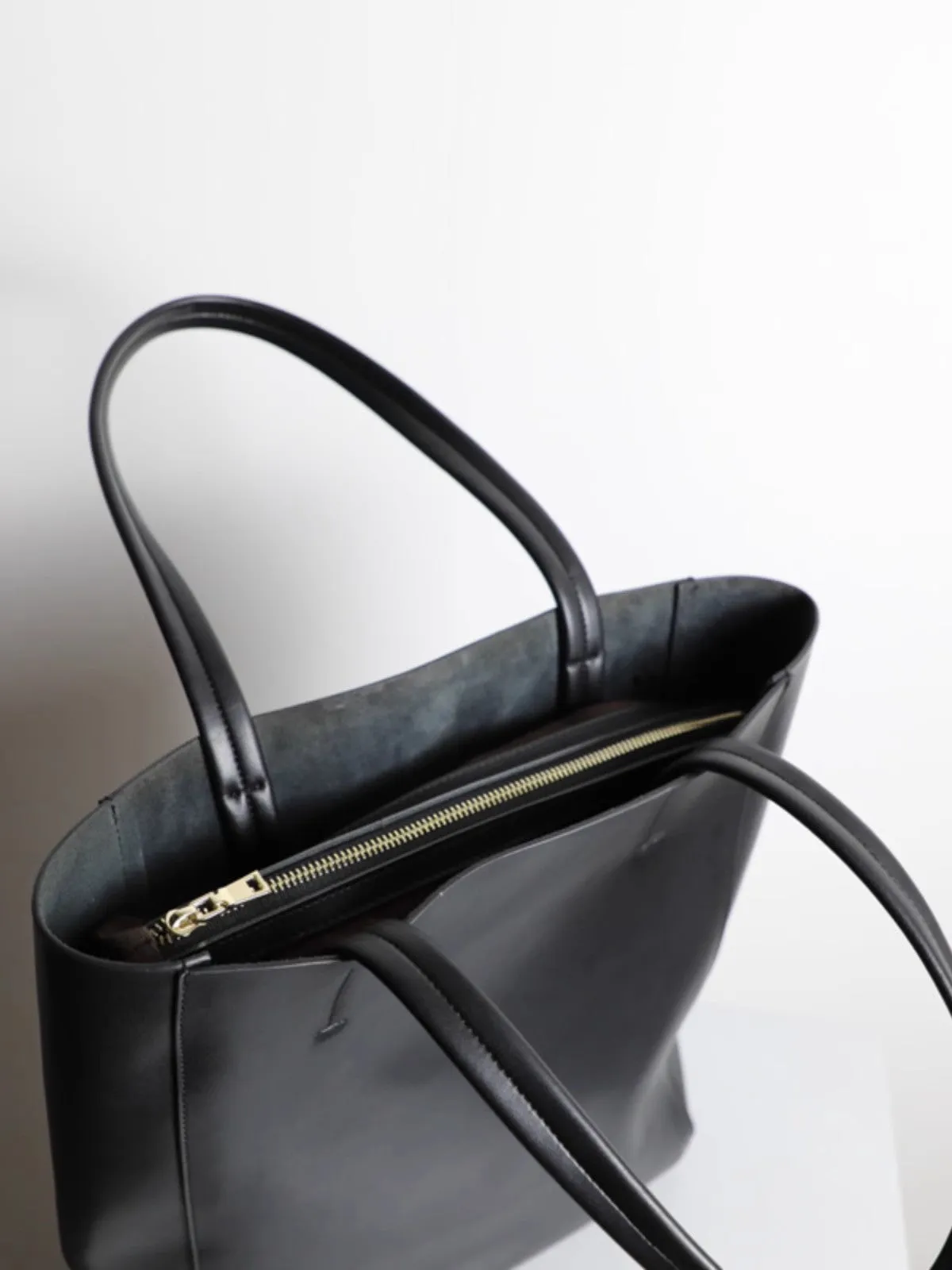 Womens Small Leather Tote Bag With Zipper Women Leather Handbag