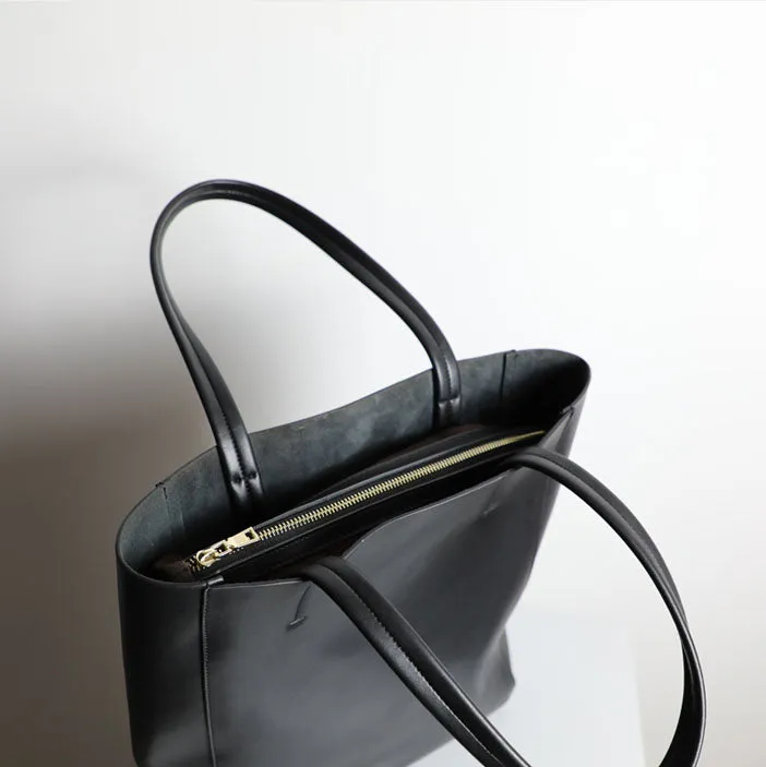 Womens Small Leather Tote Bag With Zipper Women Leather Handbag