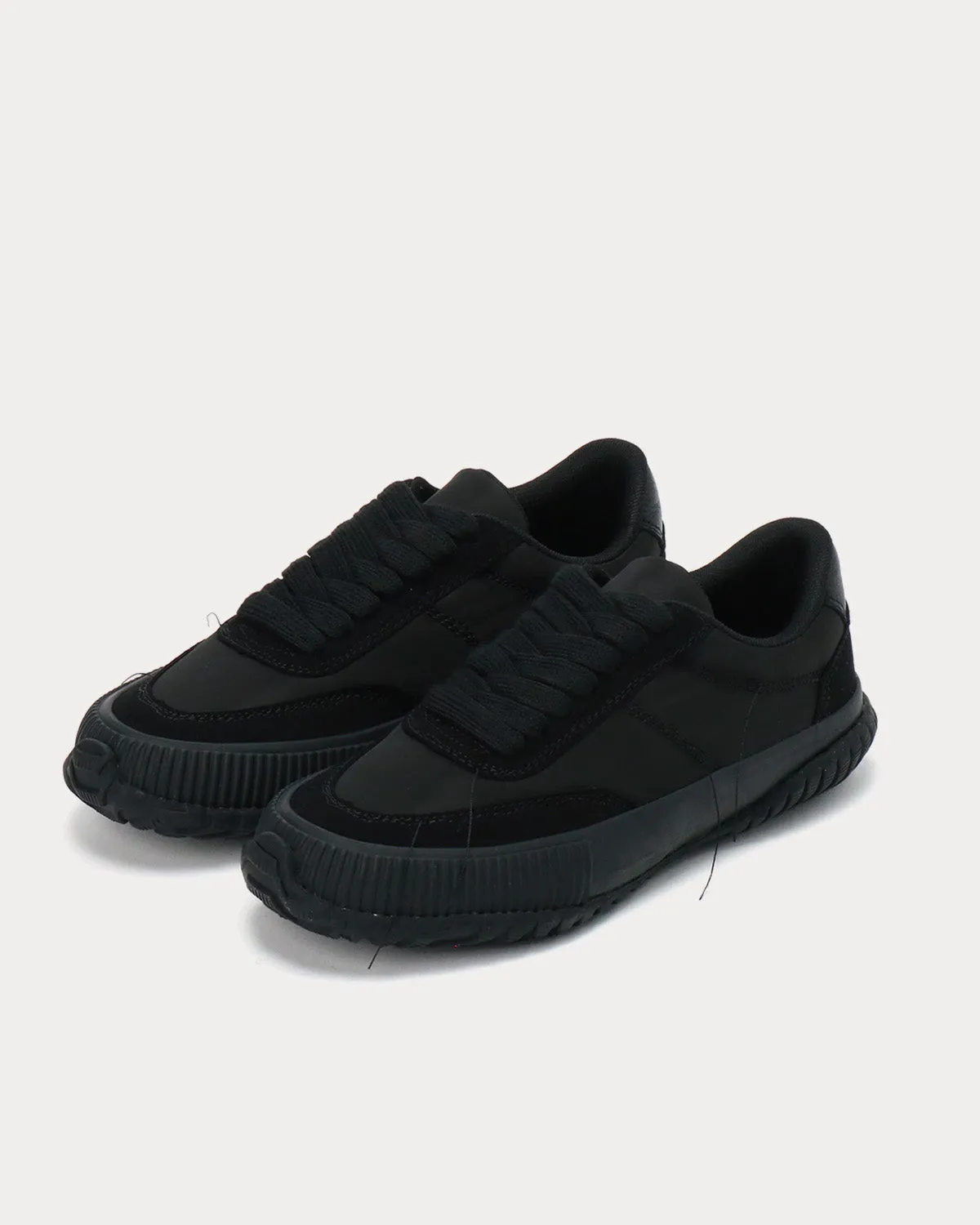 Y's Ox Rough Stitch Black Low Top Sneakers